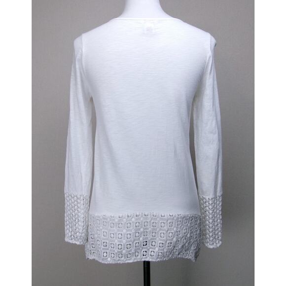 Sundance Tunic Womens PXS White 100% Cotton Crochet Hem & Sleeves Boho Cottage - Picture 7 of 15